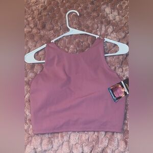 Avia Mauve High-Neck Crop Tank with Removable Bra Pad Inserts- Size M NWT